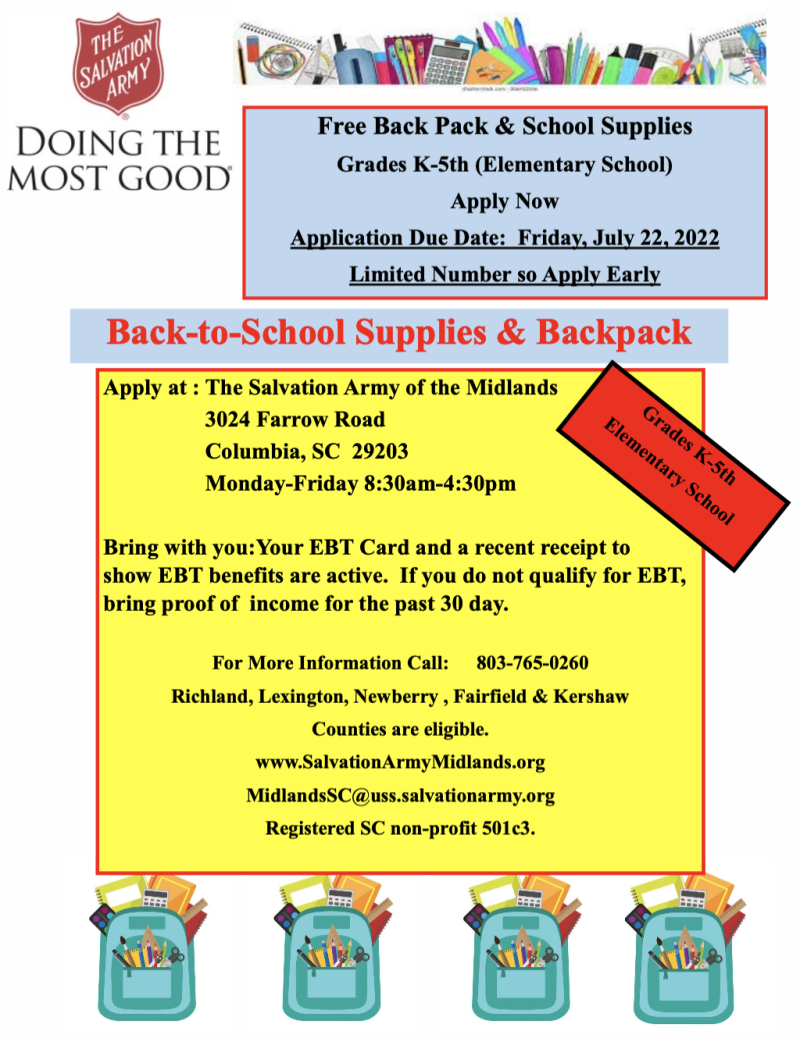 Back-to-School Supplies and Backpack Program for Children in K-5th ...