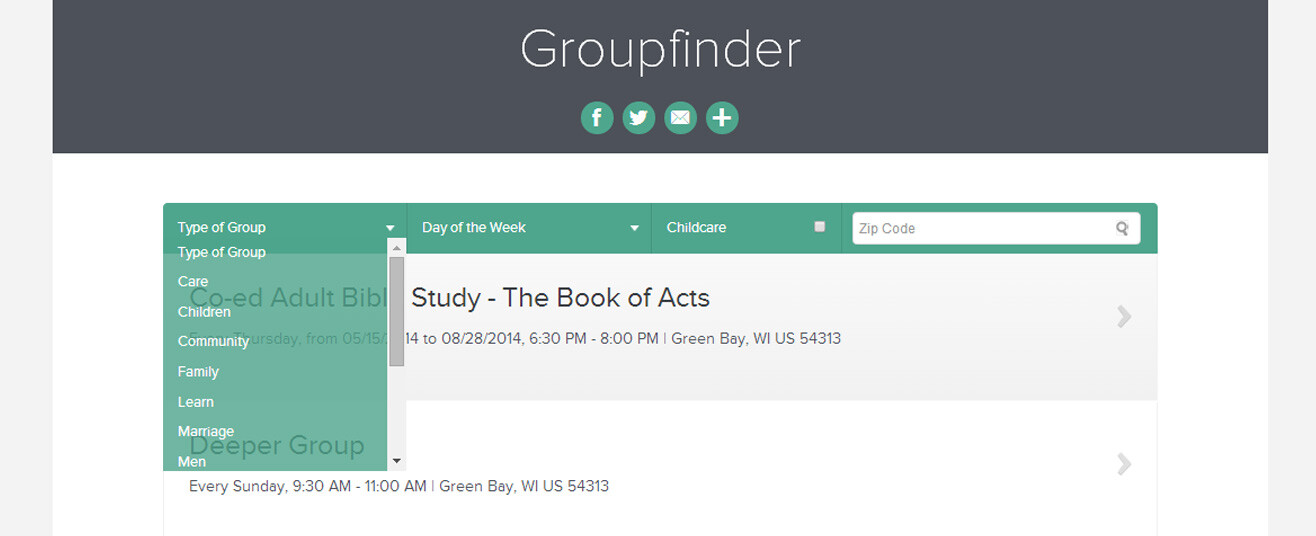 Green Bay Church Group Finder