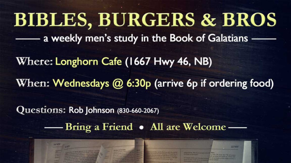 Legacy Church - Bibles, Burgers & Bros Men's Bible Study