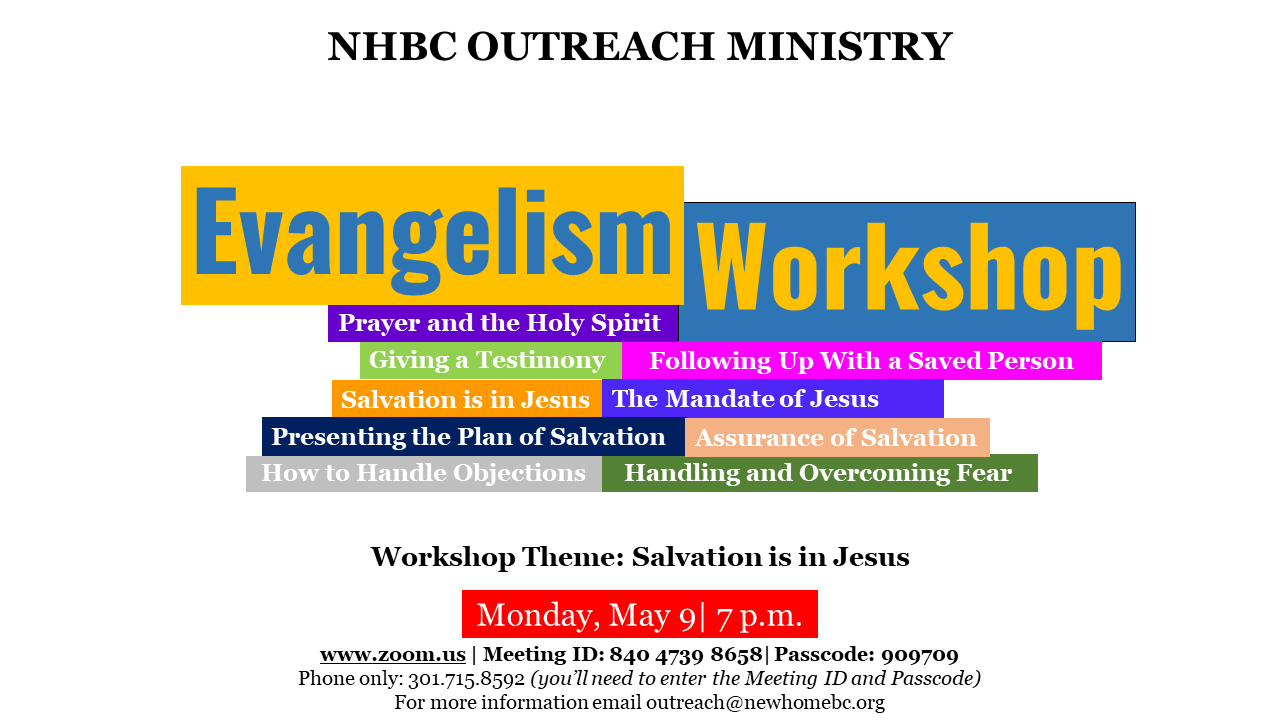 Outreach Ministry Evangelism Workshop Zoom 