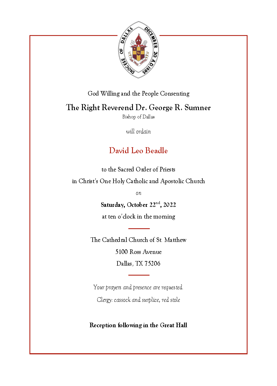 David Beadle Invitation