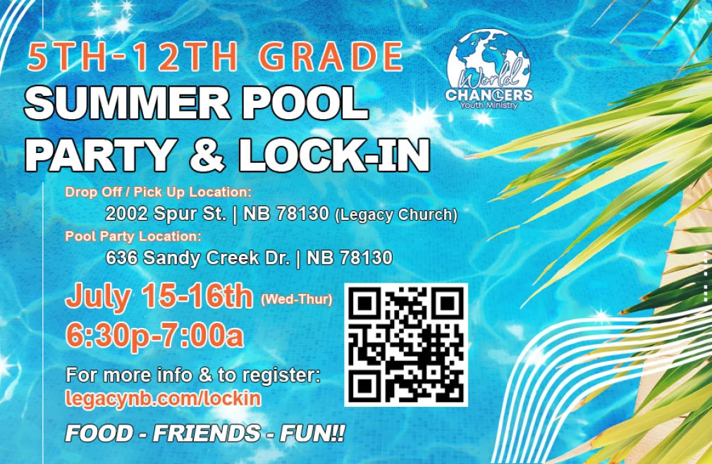 Summer Pool Party & Lock-In (5th-12th Grade)