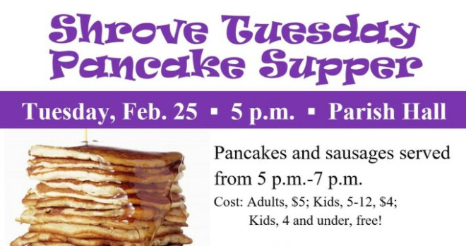 5 to 7 pm Shrove Tuesday Pancake Supper