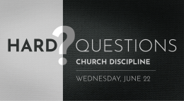 June 22: Church Discipline