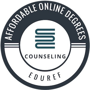 Most Affordable Online Degrees in Counseling badge from EduRef