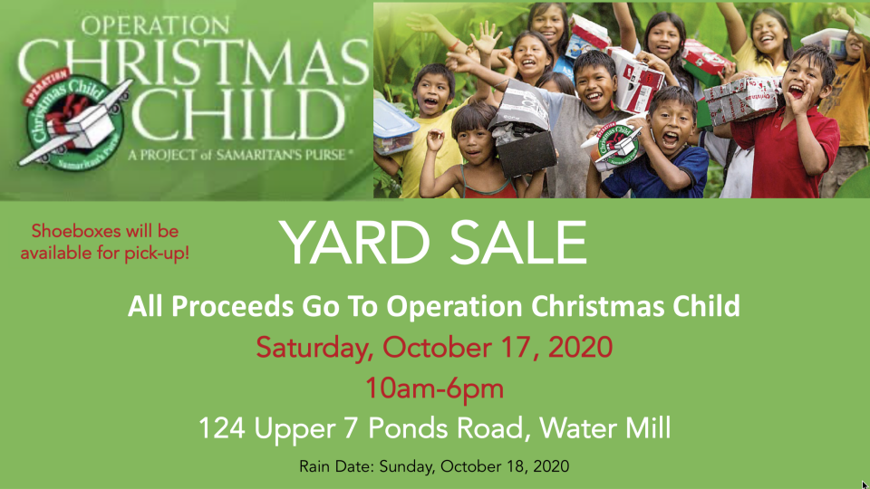 Yard Sale to Benefit Operation Christmas Child 