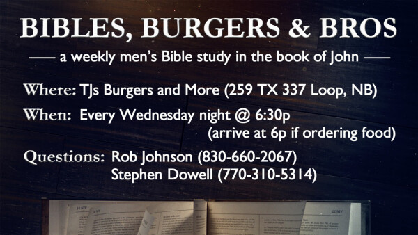 Bibles, Burgers & Bros - 2022 Men's Bible Study 