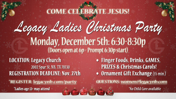 Legacy Ladies’ Christmas Party - December 5, 2022