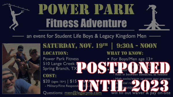 Legacy Church - Power Park Fitness Adventure - POSTPONED UNTIL 2023